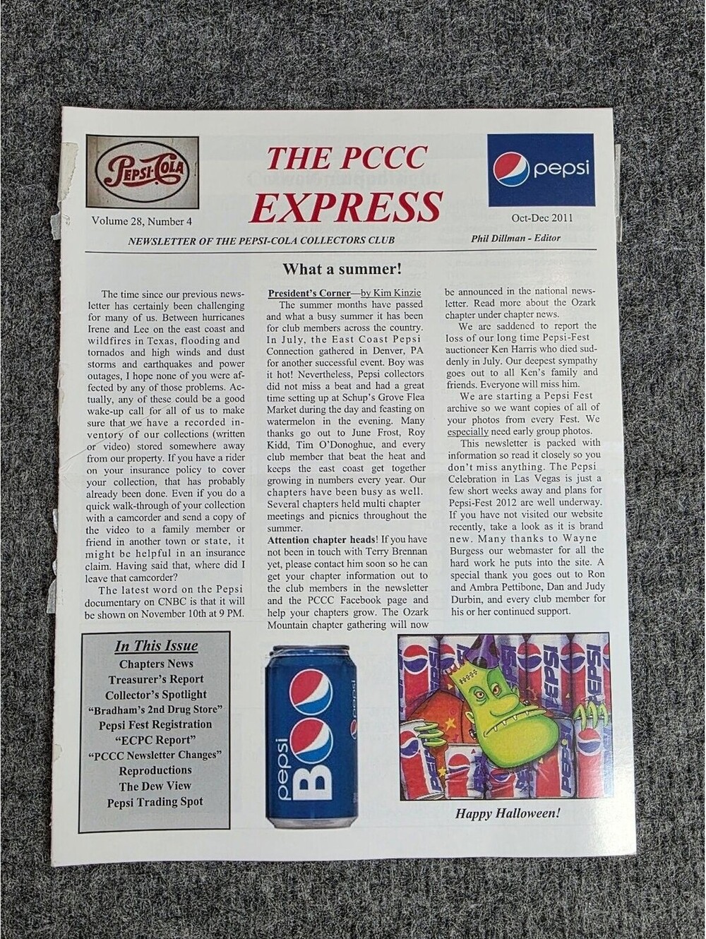 Pepsi-Cola Collectors Club Newsletter PCCC Express 2011 Promo